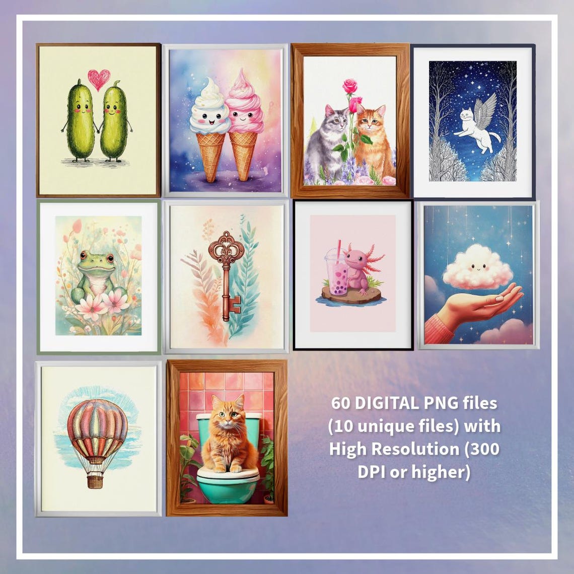 Whimsical Mini Art Bundle Set of Ten Cute Gallery Wall Prints - Image 3