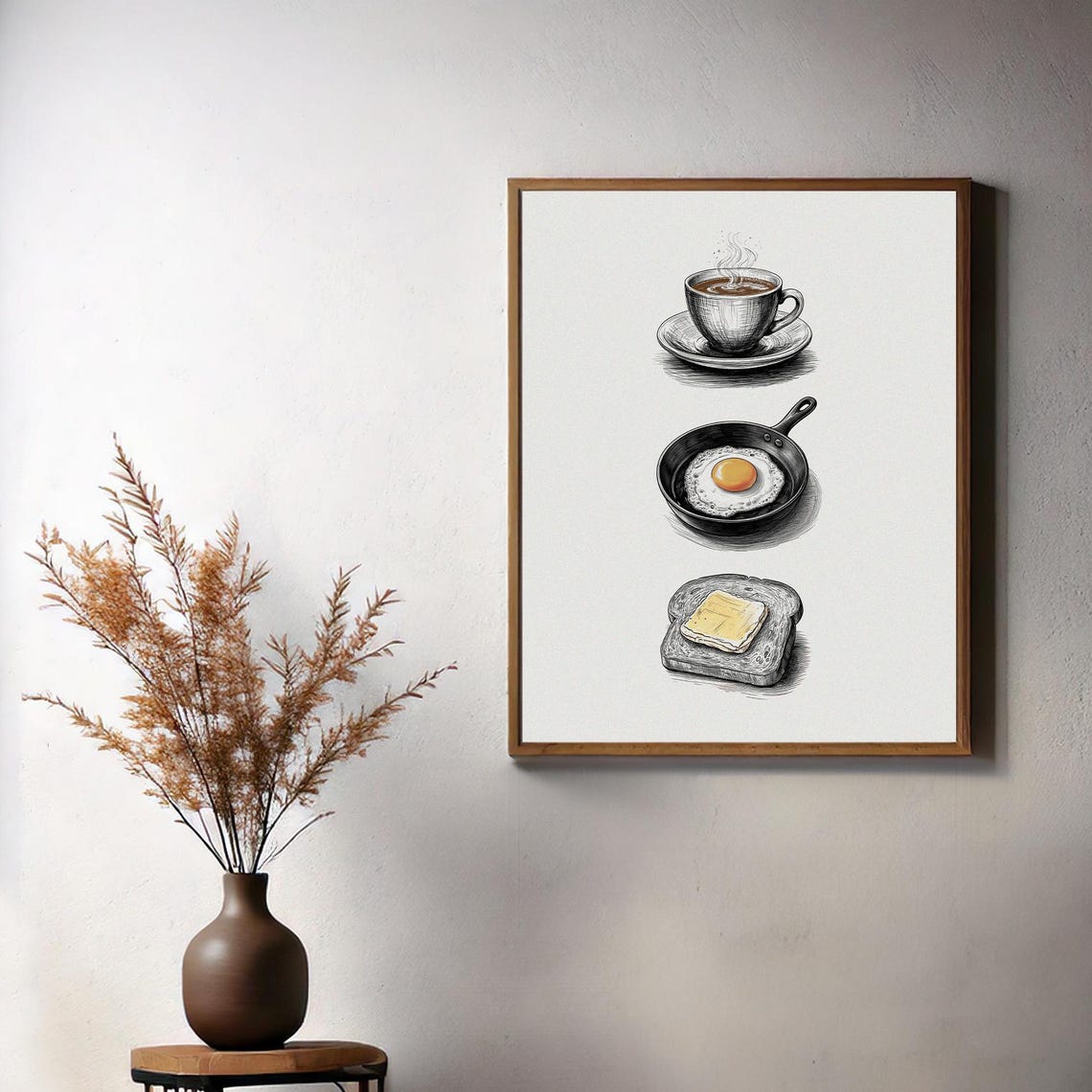 Breakfast Essentials Coffee Egg and Toast Sketch Kitchen Art Poster - Image 3