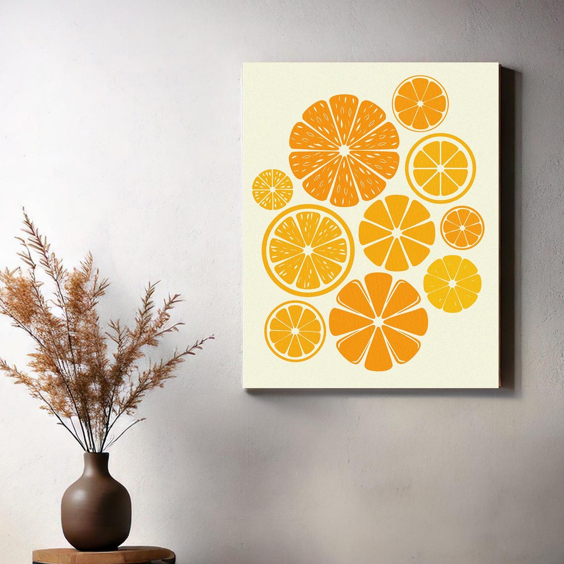 Bold Orange Slice Graphics Minimal Retro Fruit Pattern Art Poster - Image 2