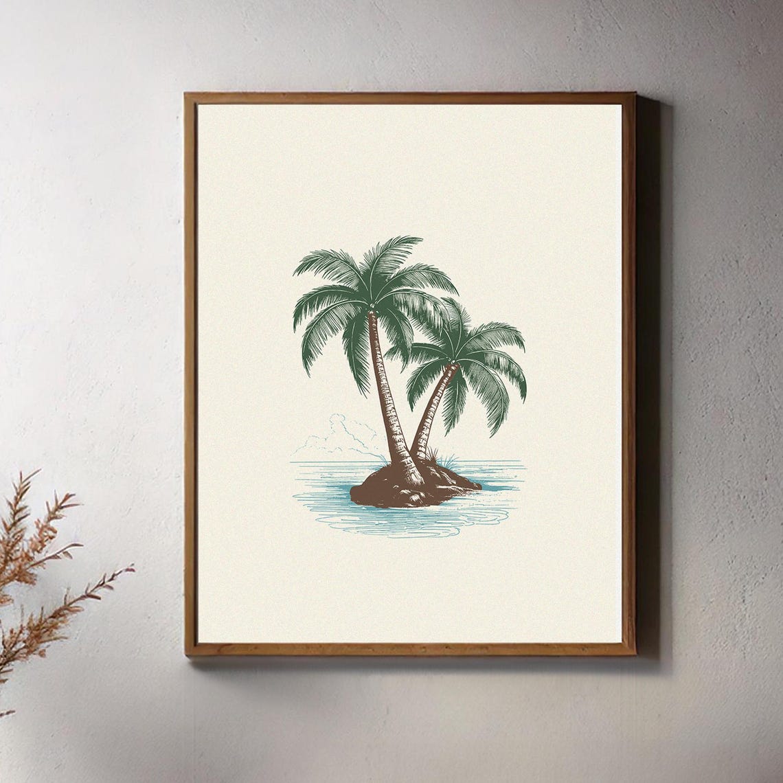 Twin Palm Trees on a Tiny Island Minimal Beach Art Wall Poster - Image 3