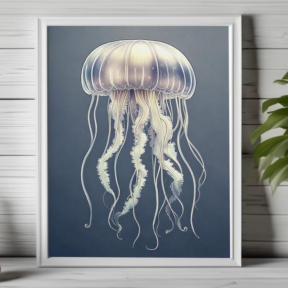 Jellyfish Art Print Jellyfish Print Nautical Art Jellyfish Magical Jellyfish Sea Life Art Sea Animal Art Print 15