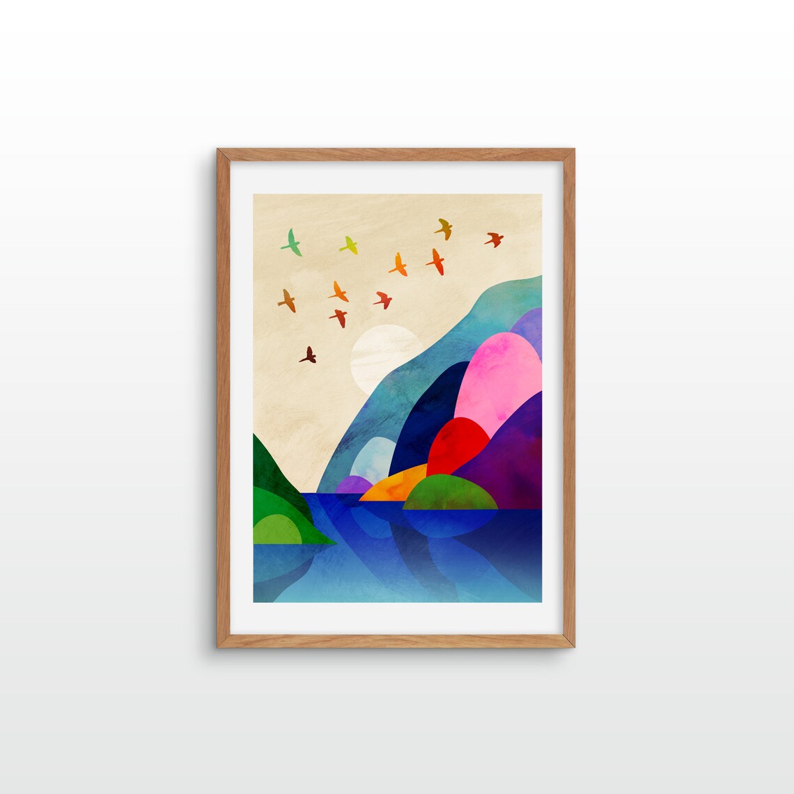 Migrating Flock Of Birds Landscape Art Print - Image 2