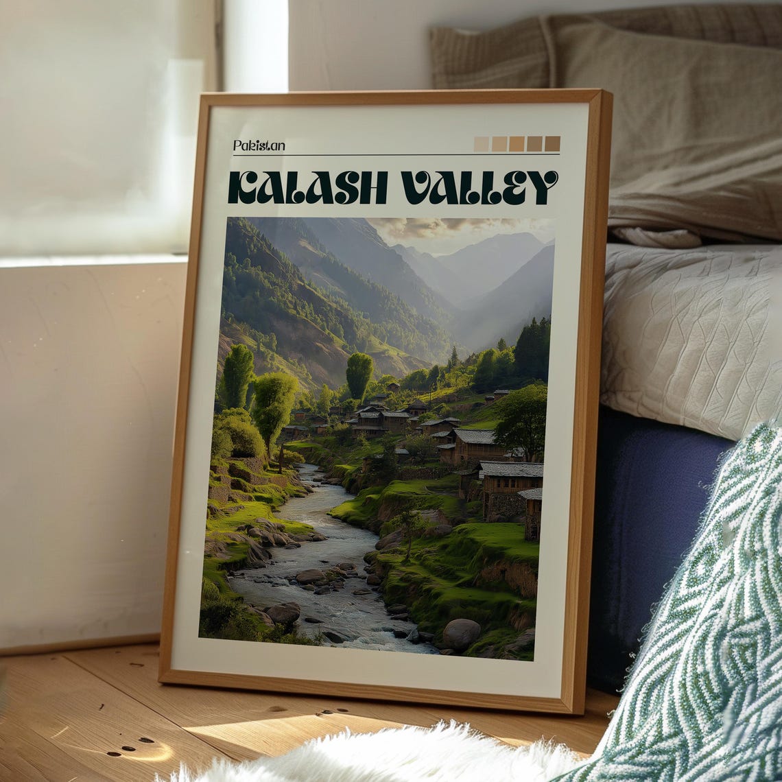Kalash Valley Pakistan Mountain Village Stream Hamlet Travel Poster - Image 3