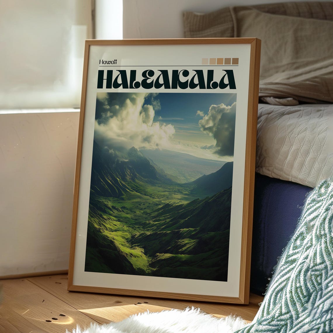 Haleakala Hawaii Dramatic Sunlit Lush Green Volcanic Valley Poster - Image 3