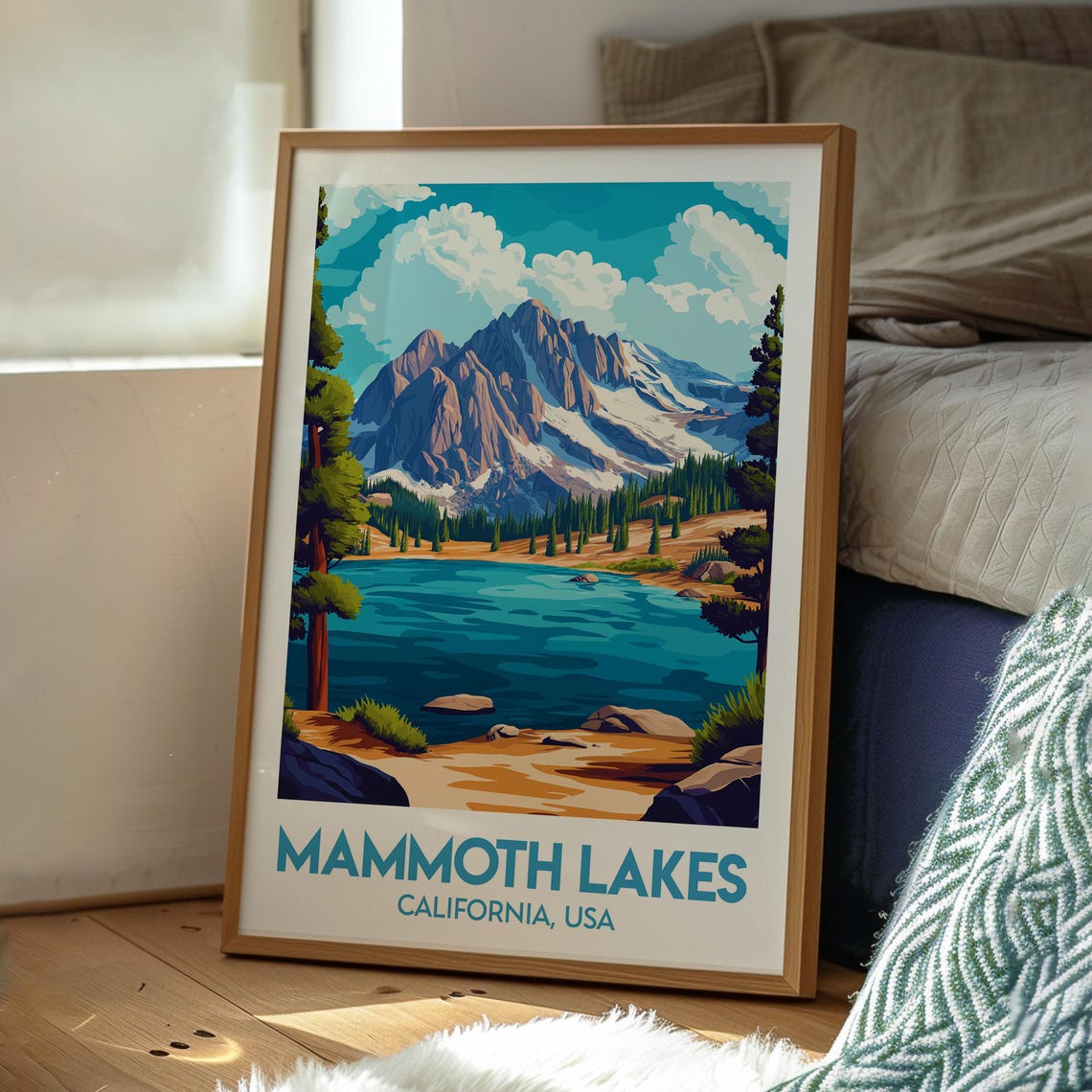 Mammoth Lakes California USA Alpine Lake Peak Retro Travel Poster - Image 3