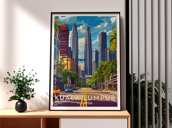 Kuala Lumpur Print Malaysia Wall Art Poster Kl Travel Backpacking Petronas Towers