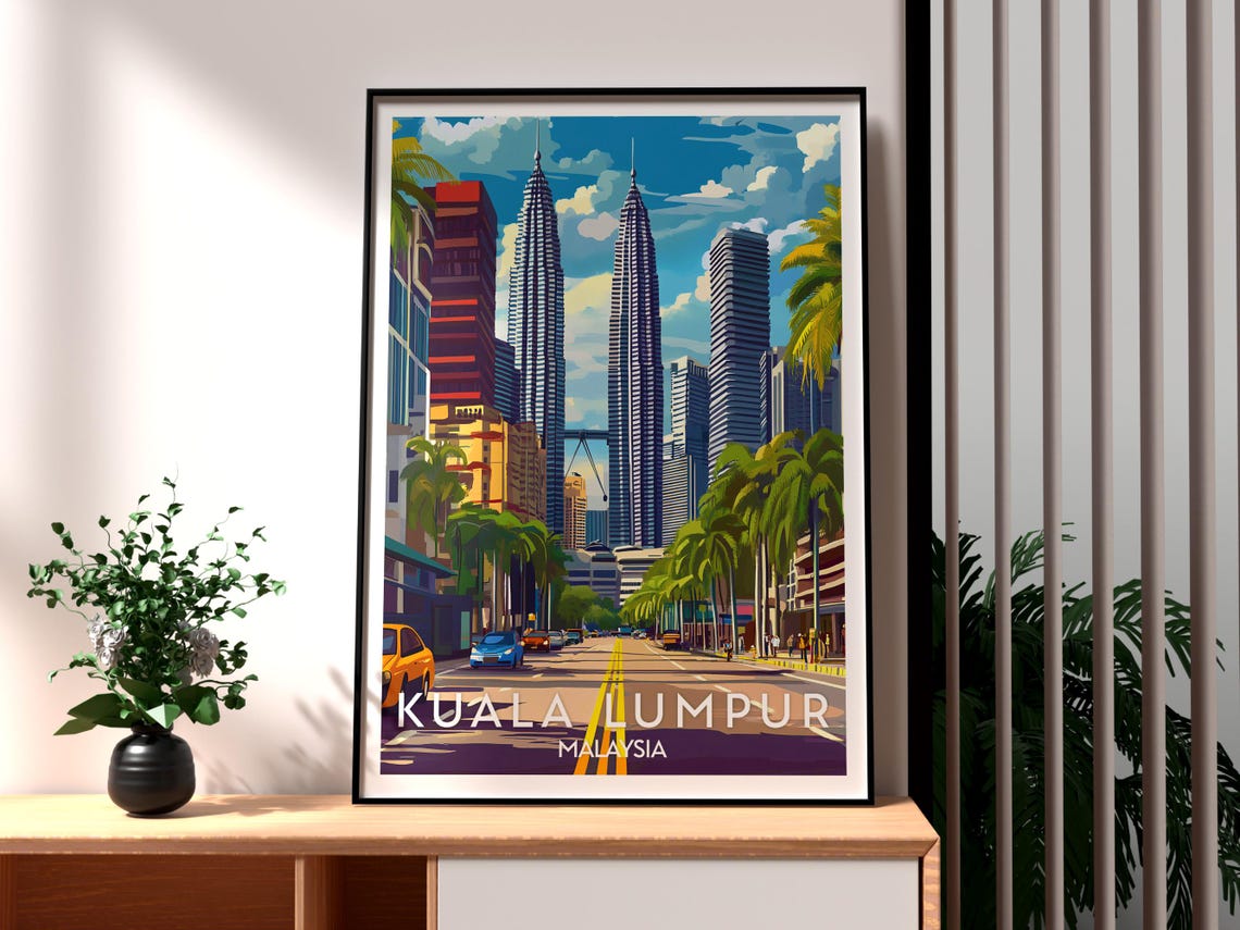 Kuala Lumpur Print Malaysia Wall Art Poster Kl Travel Backpacking Petronas Towers