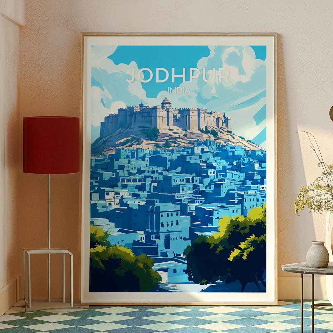 Jodhpur India Blue City Mehrangarh Sandstone Fort Travel Poster - Image 2