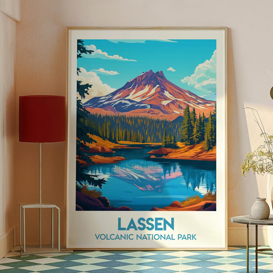 Lassen Volcanic National Park Peak Mirror Lake Reflection Poster - Image 2