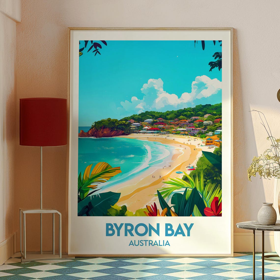 Byron Bay Australia Tropical Beach Cove Surf Coast Travel Poster - Image 2