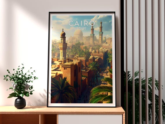 Cairo Poster Egypt Travel The Pyramids Art Print City Wall