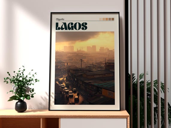 Lagos Poster Nigeria Print Travel Wall Art Africa African Wildlife City