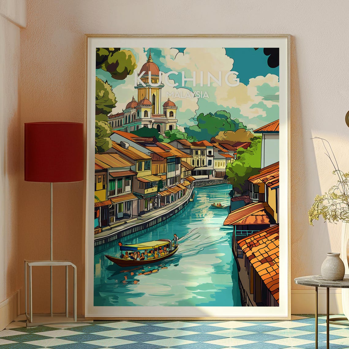 Kuching Malaysia Travel Poster, Sarawak City View - Image 2