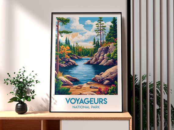 Voyageurs National Park Lake Pines Rocky Shore Minnesota Travel Poster