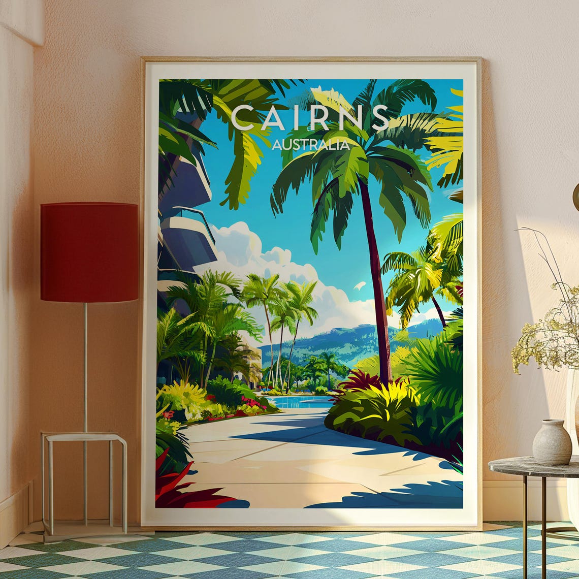 Cairns Australia Tropical Palm Boardwalk Sunshine Travel Poster - Image 2