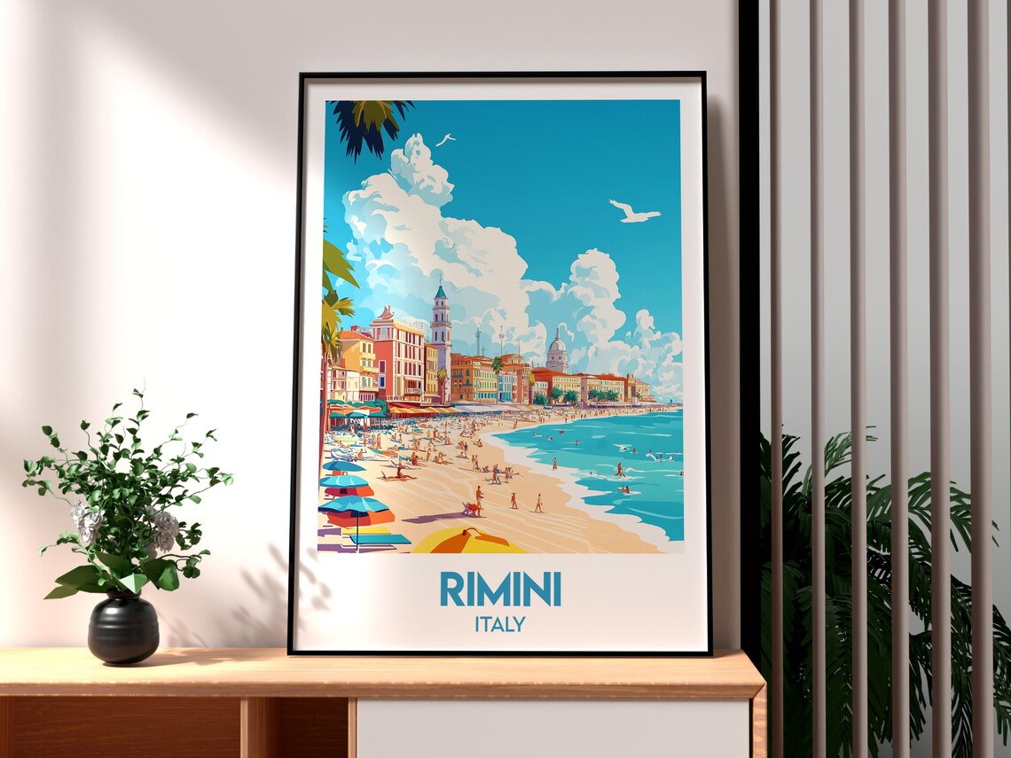 Rimini Italy Adriatic Beach Promenade Summer Resort Travel Poster