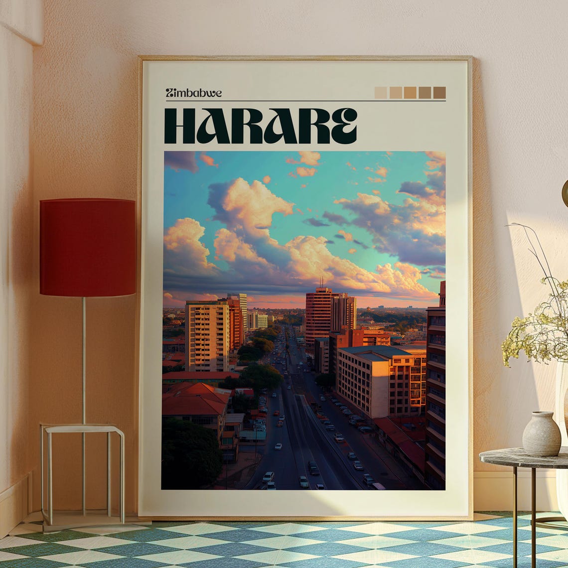 Harare Zimbabwe City Avenue Dramatic Sunset Skyline Clouds Poster - Image 2