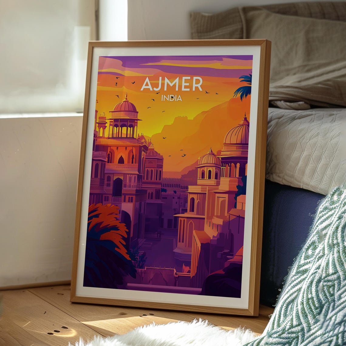 Ajmer India Sunset Domes Palace Royal Rajasthan Travel Poster - Image 3