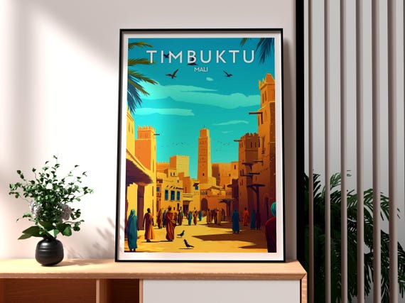 Timbuktu Travel Print Mali Wall Art Poster Africa City