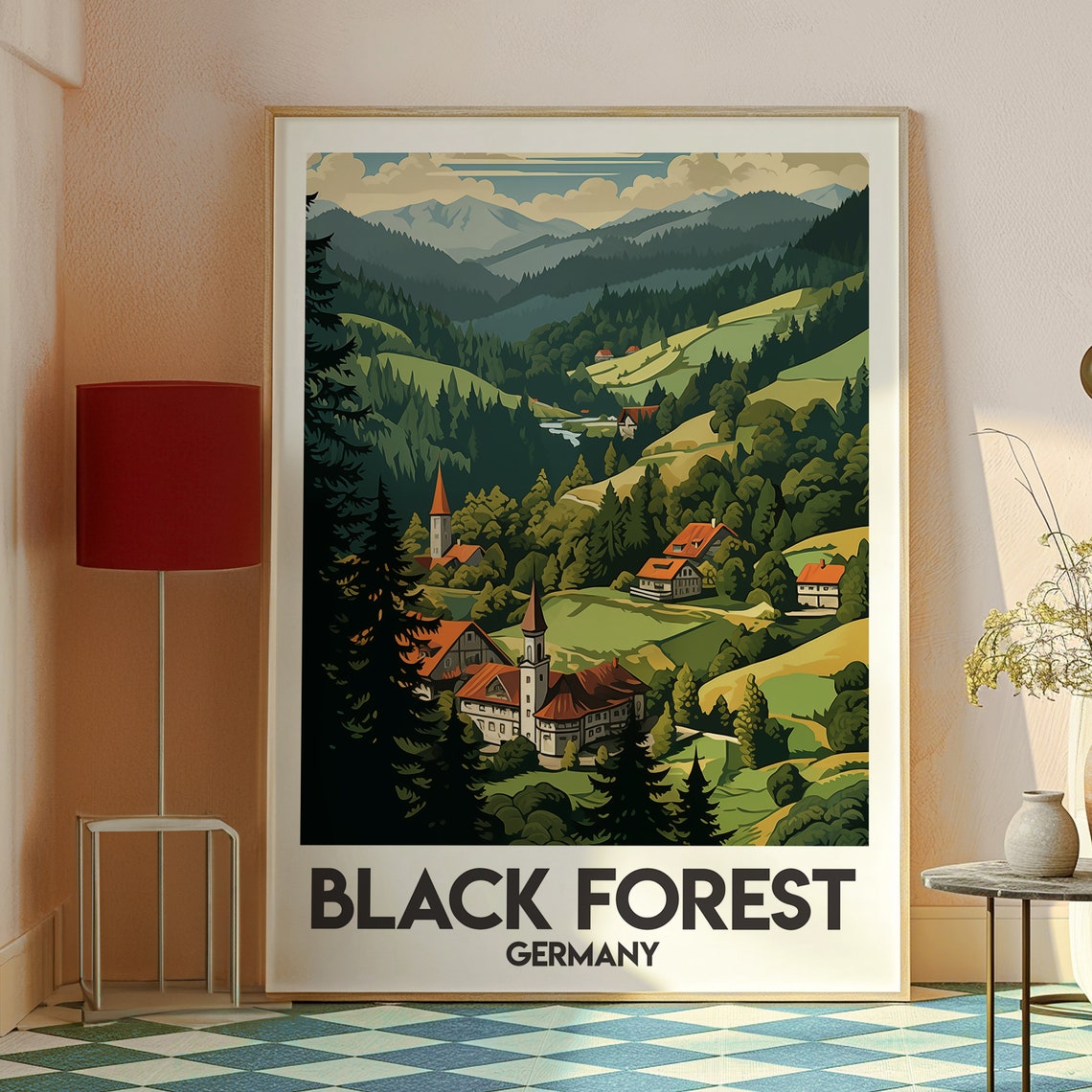 Black Forest Germany Pine Valley Village Vintage Travel Poster - Image 2