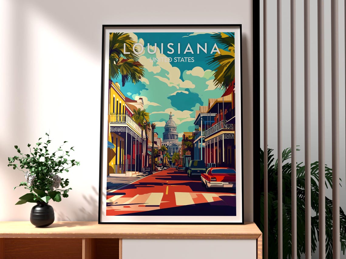 Louisiana Classic Car Balcony Street With Domed Tower Poster