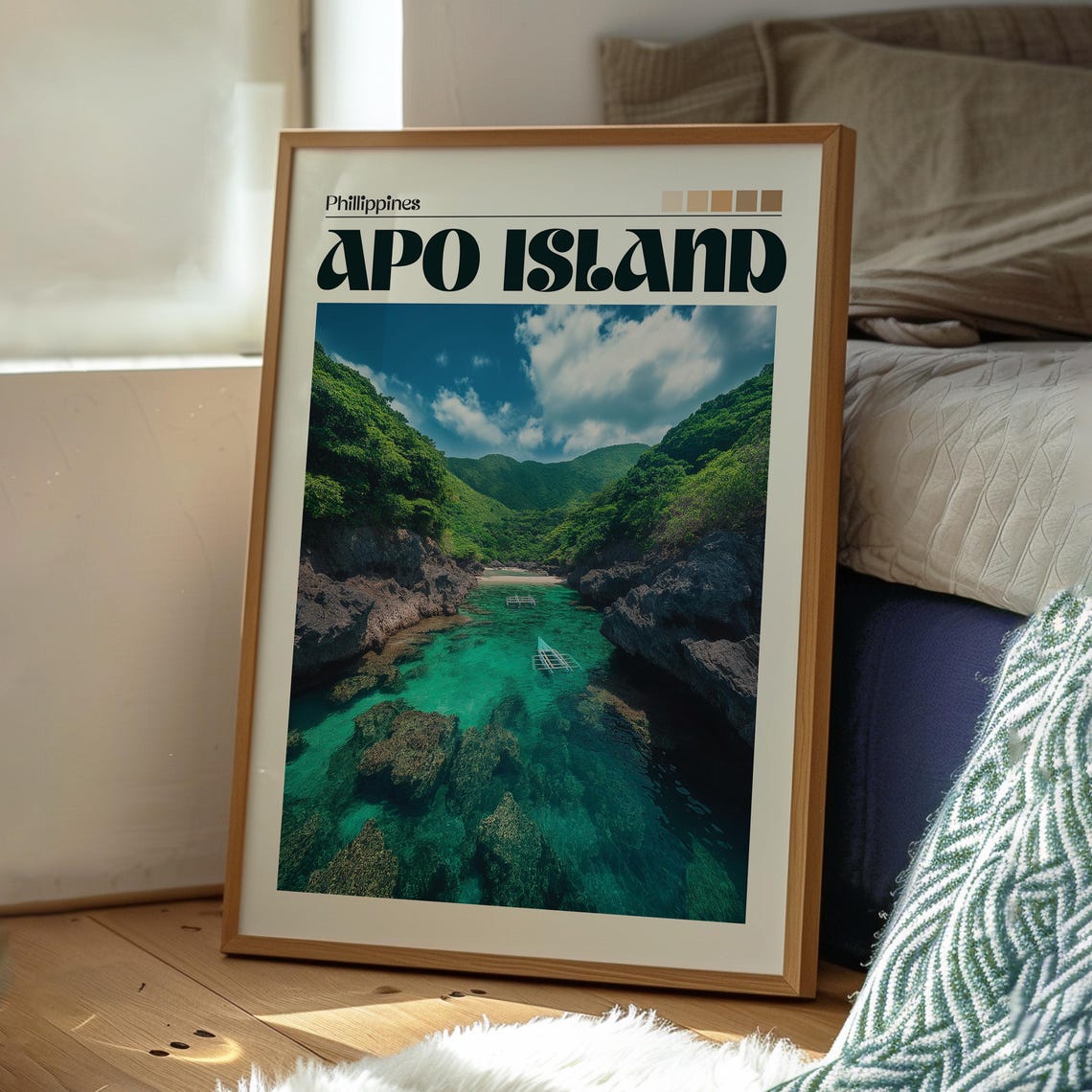 Apo Island Philippines Turquoise Cove Reef Vintage Travel Poster - Image 3