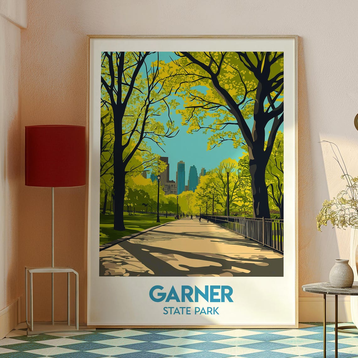 Garner State Park Tree Lined Green Avenue Skyline View Poster - Image 2