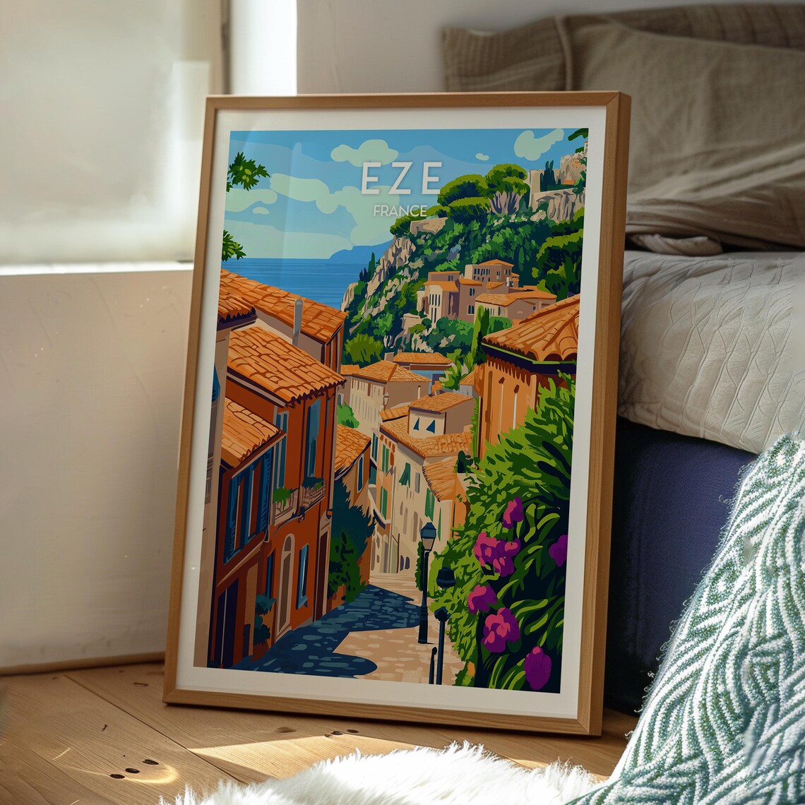 Eze France Medieval Hill Village Terracotta Roofs Sea Travel Poster - Image 3