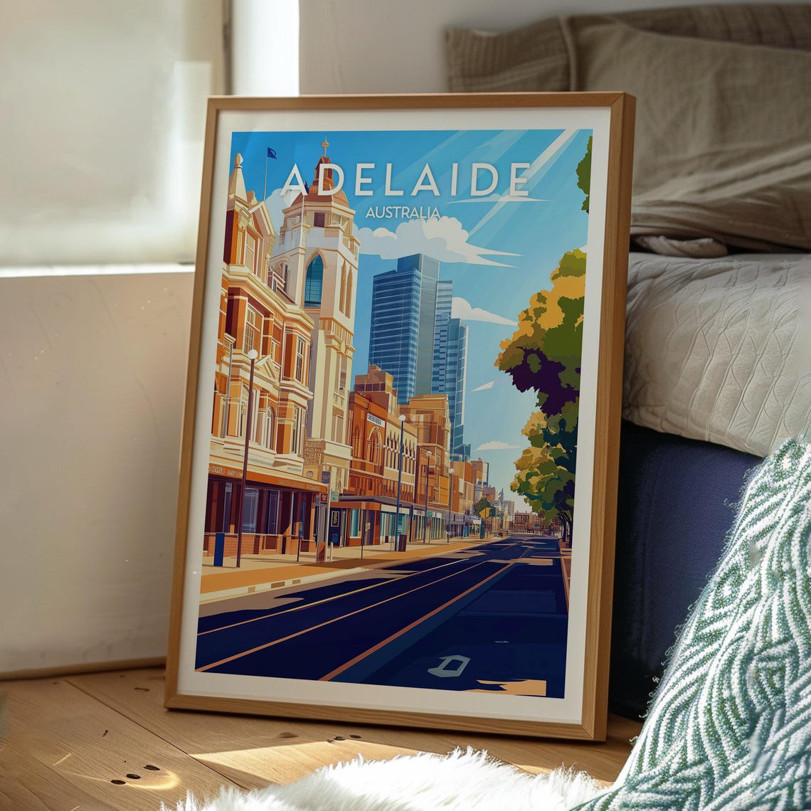 Adelaide Australia Historic Street Skyscrapers City View Travel Poster - Image 3