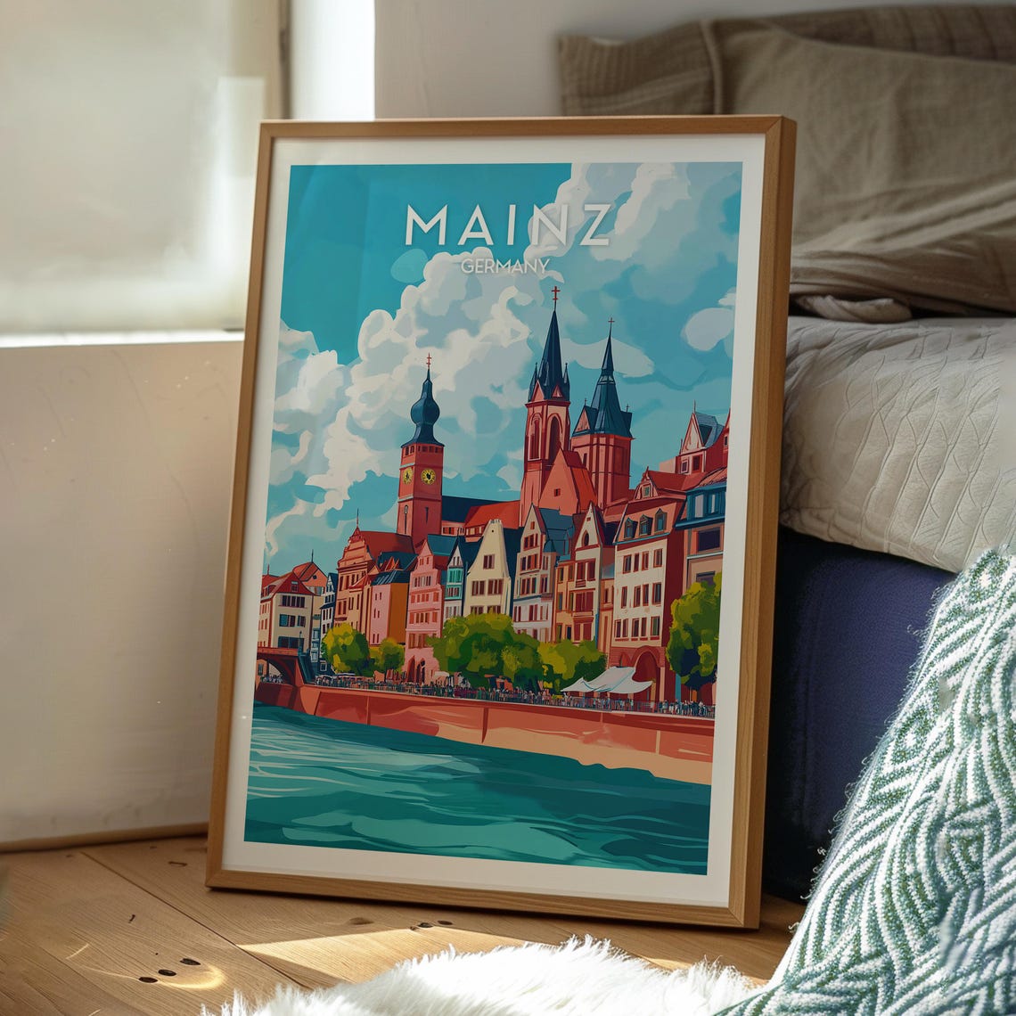 Mainz Travel Poster, Germany City Rhine - Image 3
