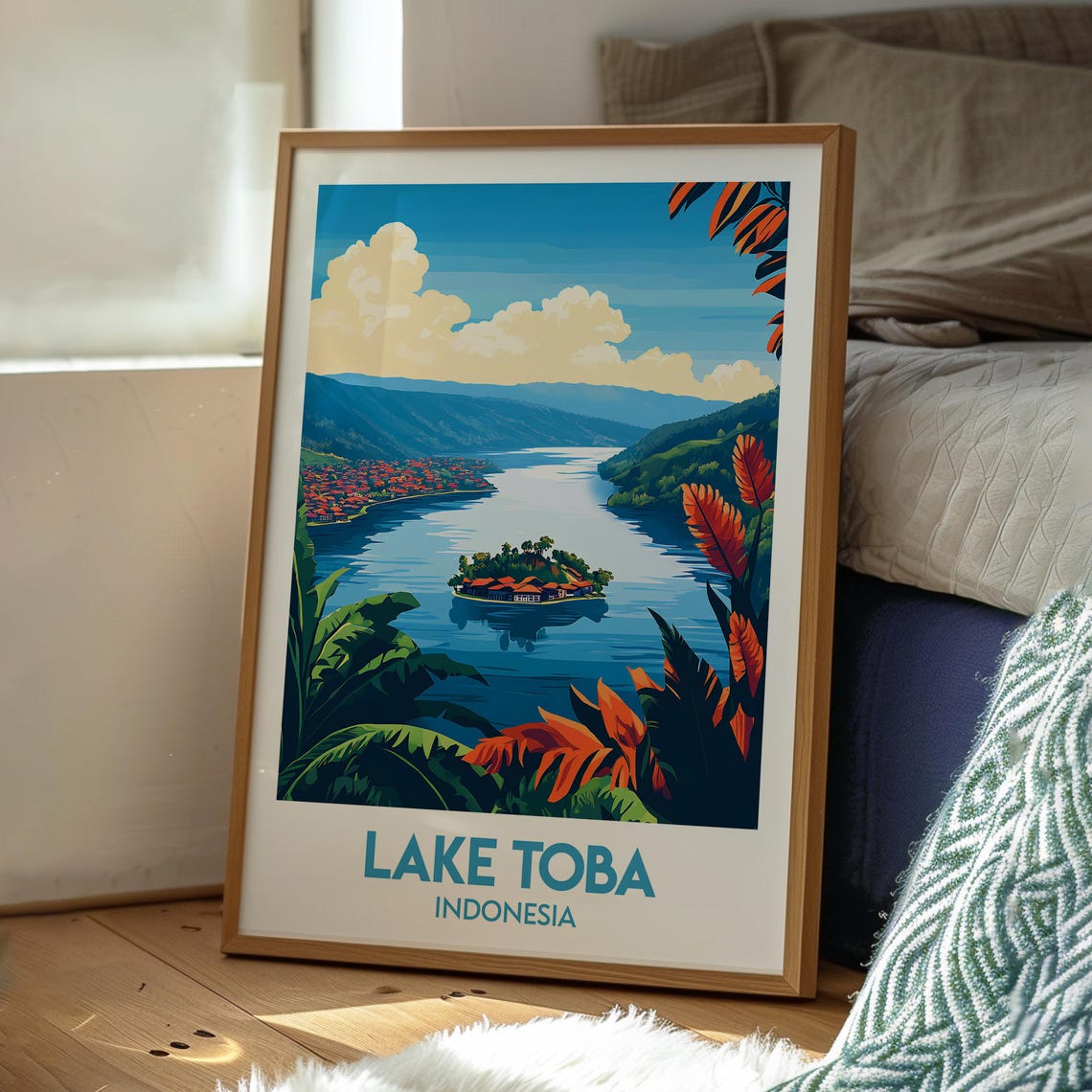 Lake Toba Indonesia Volcanic Island Lake Vintage Travel Poster - Image 3