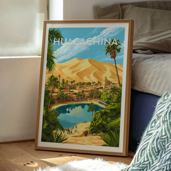 Huacachina Poster Art Peru Travel Print Wall Backpacking South America