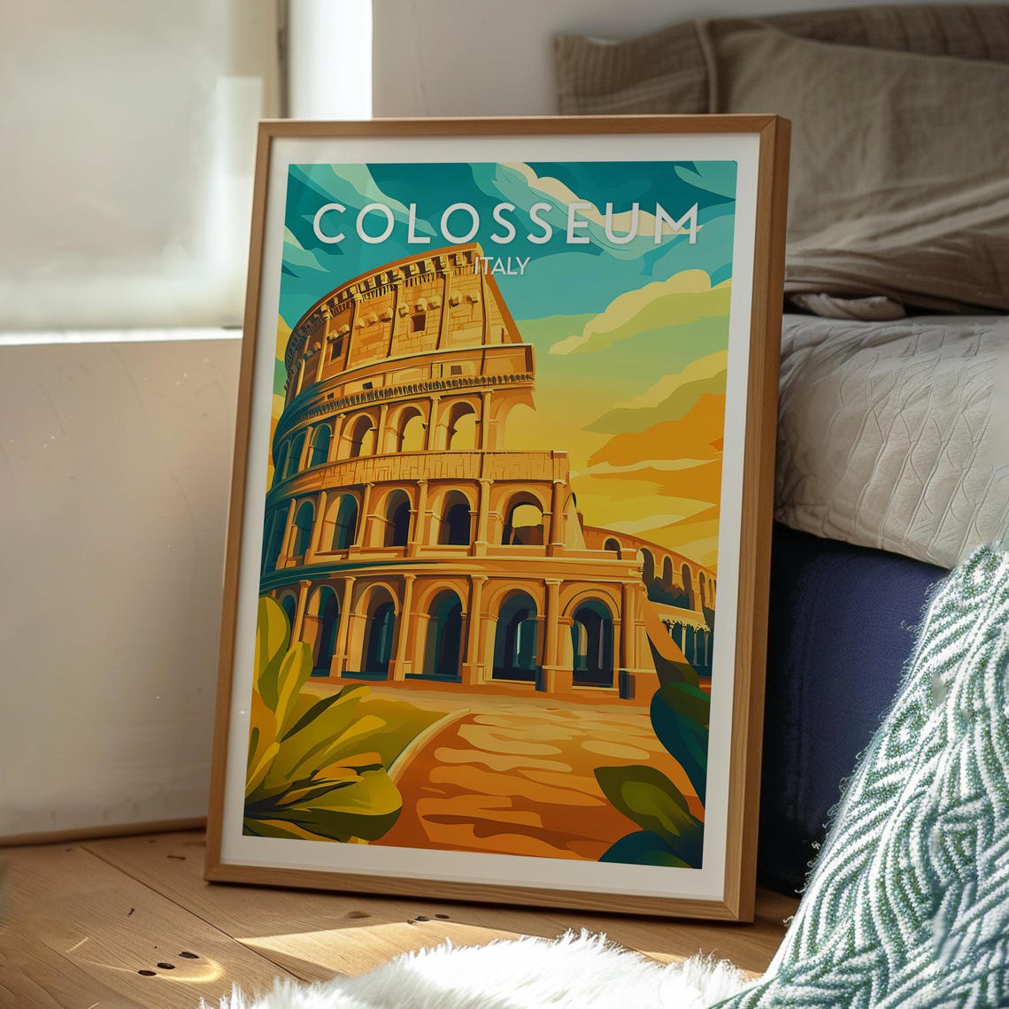 Colosseum Rome Italy Sunset Ancient Landmark Vintage Travel Poster - Image 3