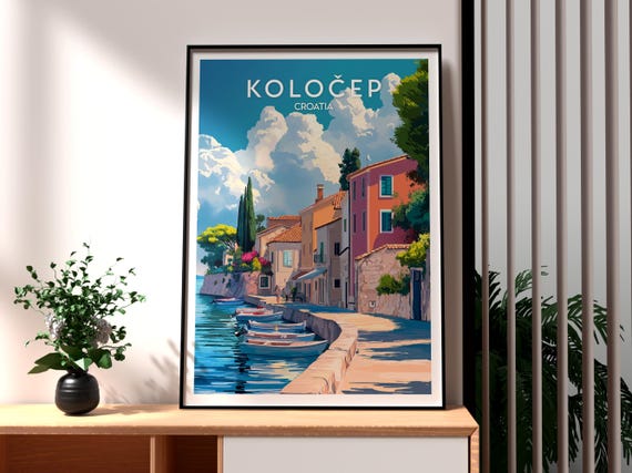 Kolocep Travel Poster, Croatia Wall Art Print