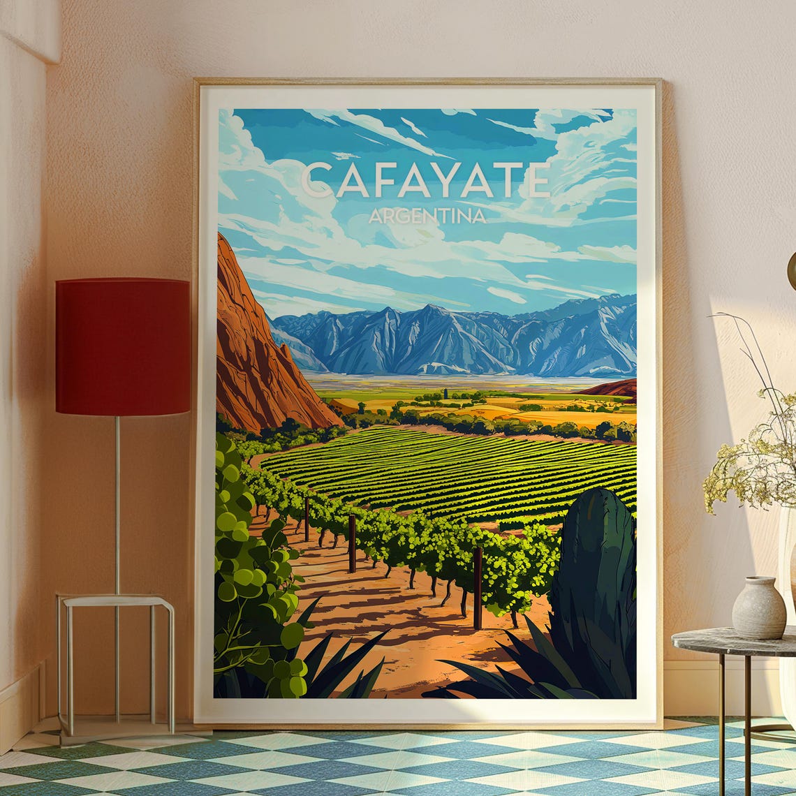 Cafayate Argentina Vineyard Valley Red Mountains Wine Travel Poster - Image 2