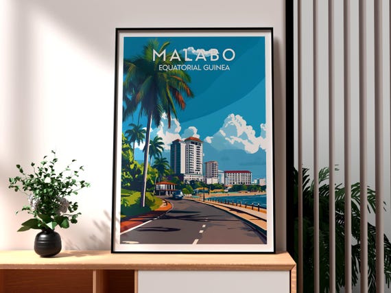 Malabo Poster Equatorial Guinea Print Travel Wall Art Africa African Wildlife