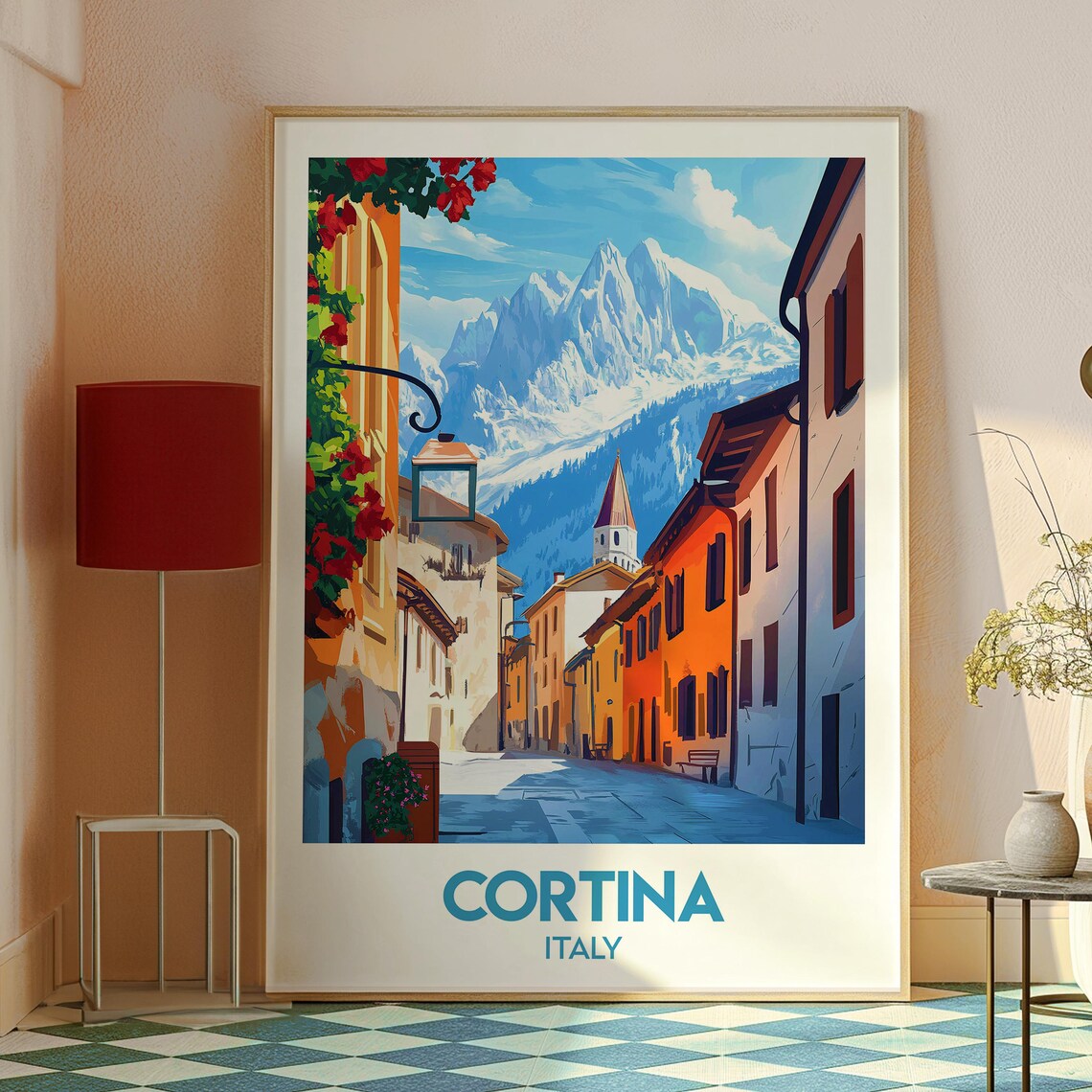 Cortina Italy Dolomites Alpine Village Street Winter Travel Poster - Image 2