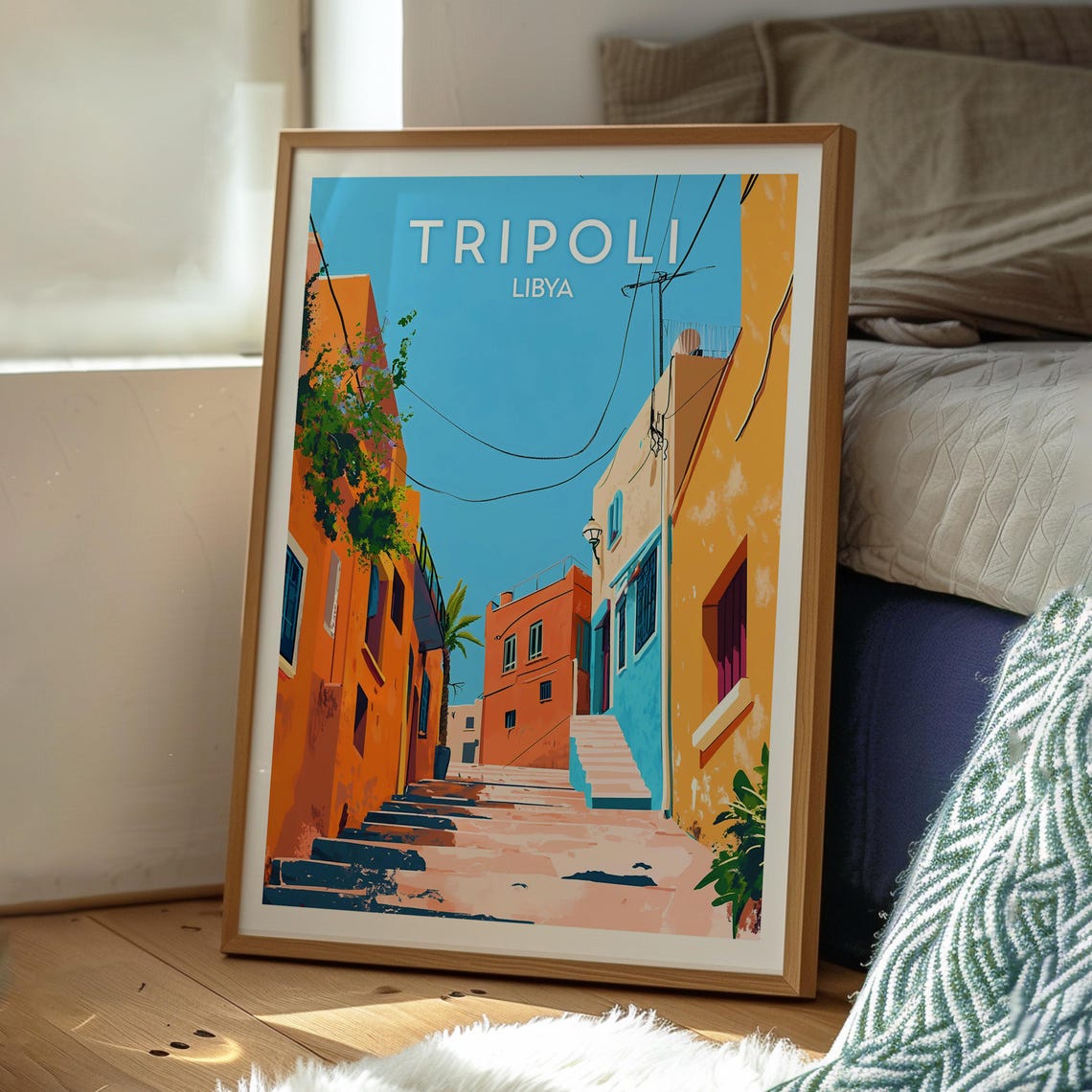 Tripoli Libya Orange Old Town Alley Steps Vintage Travel Poster - Image 3