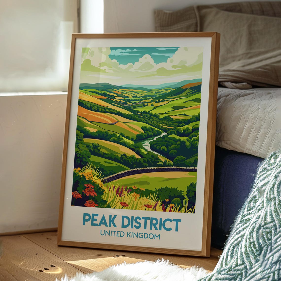 Peak District National Park Rolling Green Hills England Poster - Image 3