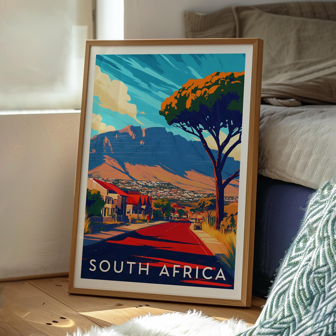 South Africa Table Mountain Cape Town Street Sunset Travel Poster - Image 3