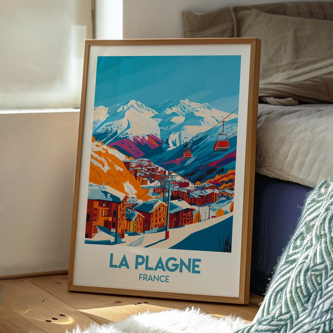 La Plagne France Alpine Ski Resort Gondola Peaks Travel Poster - Image 3