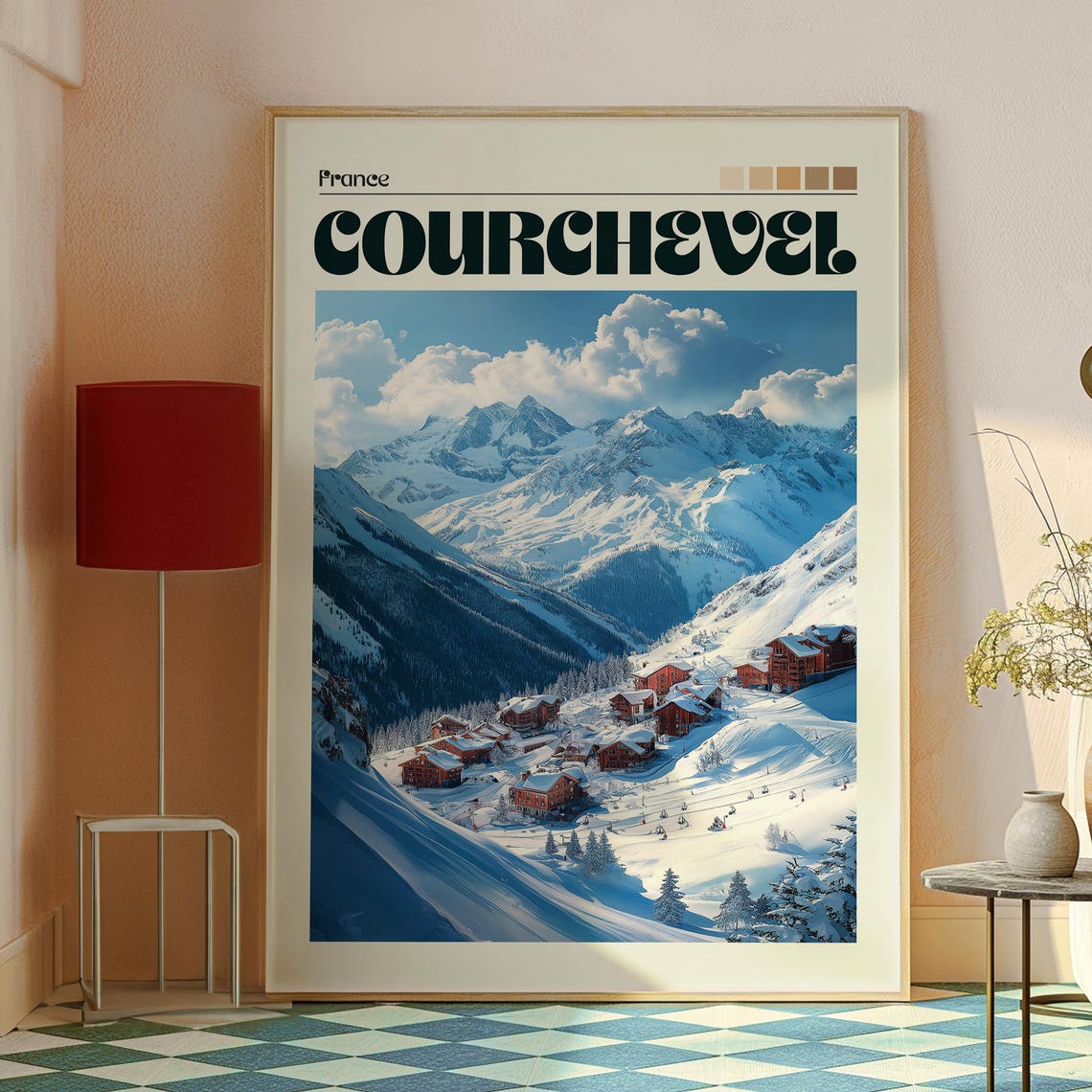 Courchevel France Alpine Ski Village Summer Day Travel Poster - Image 2