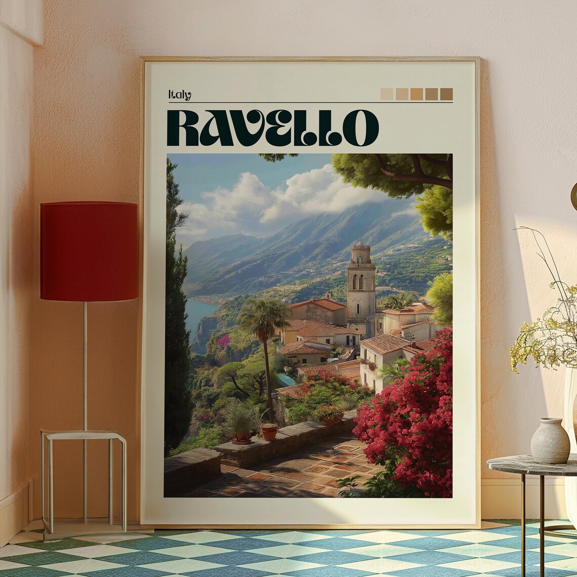 Ravello Italy Amalfi Cliffside Village Church Tower Travel Poster - Image 2