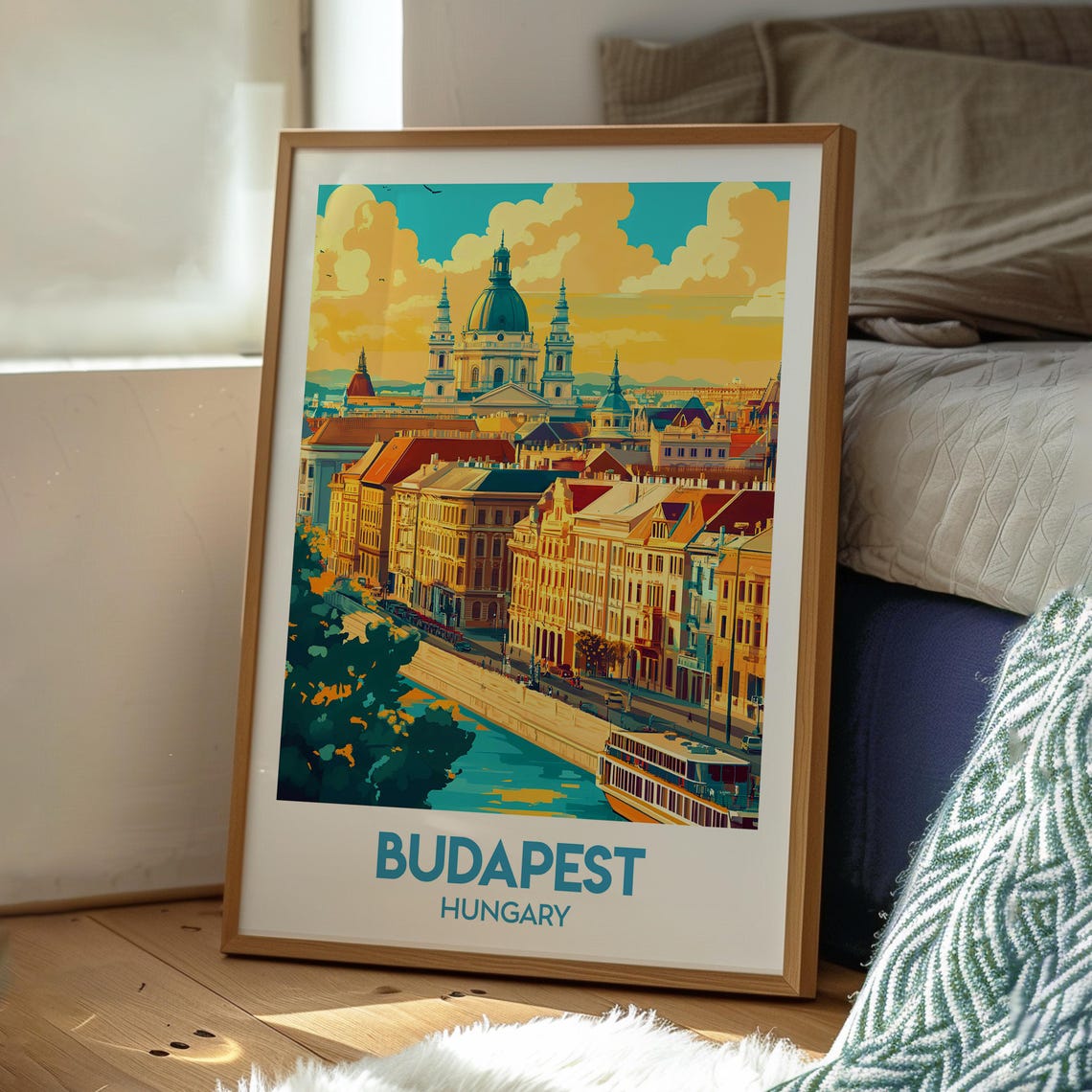 Budapest Hungary Saint Stephens Basilica Danube Travel Poster - Image 3