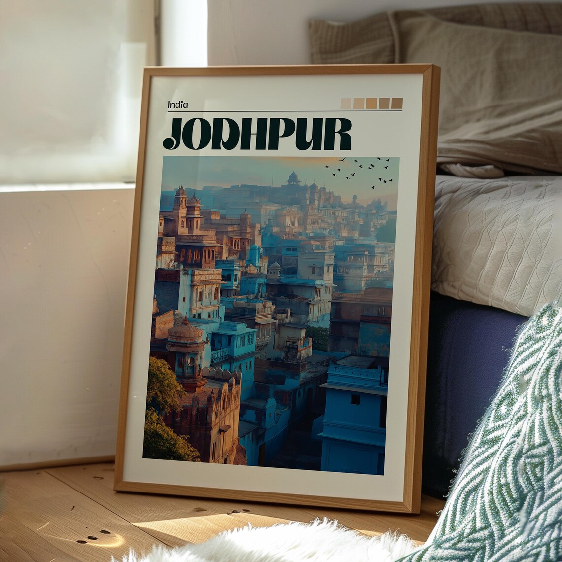 Jodhpur India Blue City Hilltop Fort Morning Light Travel Poster - Image 3