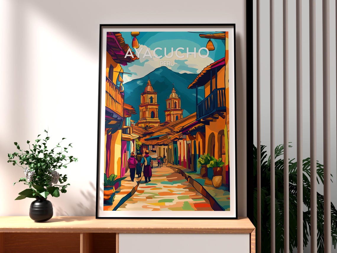 Ayacucho Poster Art Peru Travel Print Wall Backpacking South America