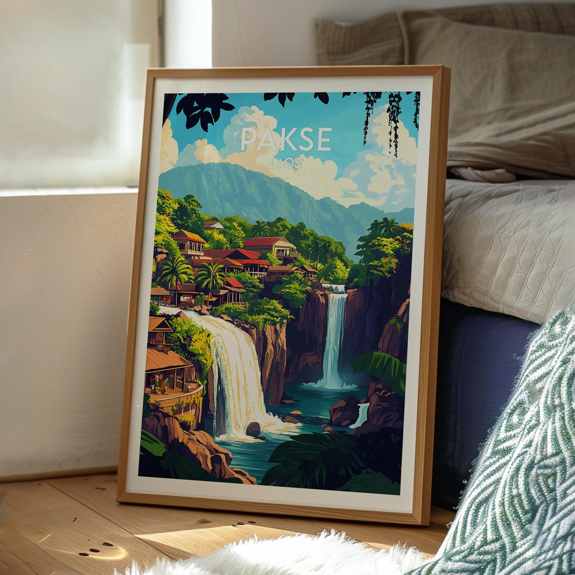 Pakse Laos Waterfall Jungle Town Southern Laos Travel Poster - Image 3