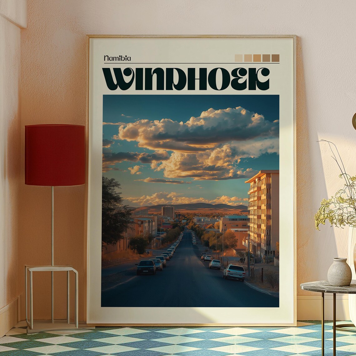 Windhoek Namibia City Street Golden Sunset Africa Travel Poster - Image 2