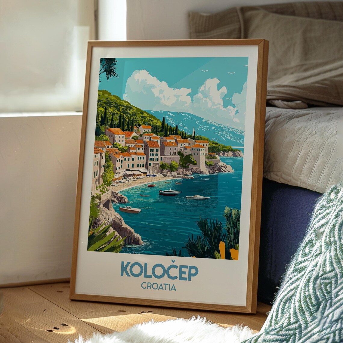 Kolocep Croatia Colorful Island Coastal Village Travel Poster - Image 3