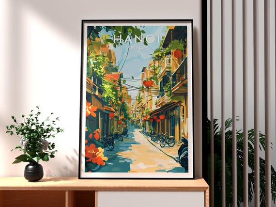 Hanoi Print Vietnam Wall Art Poster Travel Backpacking North Old Quarter
